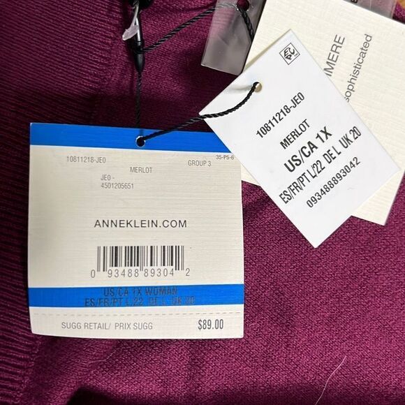 Anne Klein Womens Comfort Pants Wide Leg Stretch Merlot 1X - Picture 7 of 16